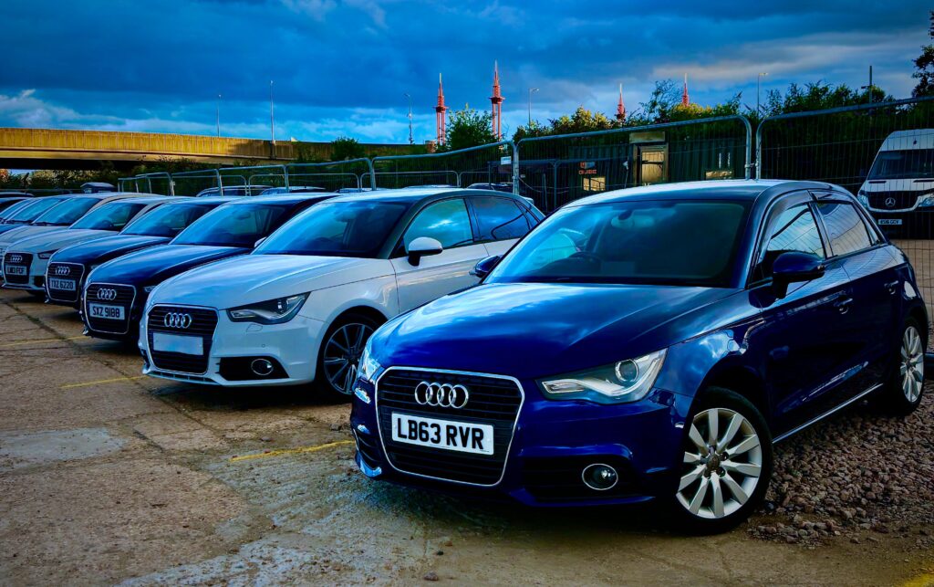 Audi A1s lined up at Car Knights LTD